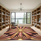 Art Deco Gold Pink Radiant Sunburst Rug