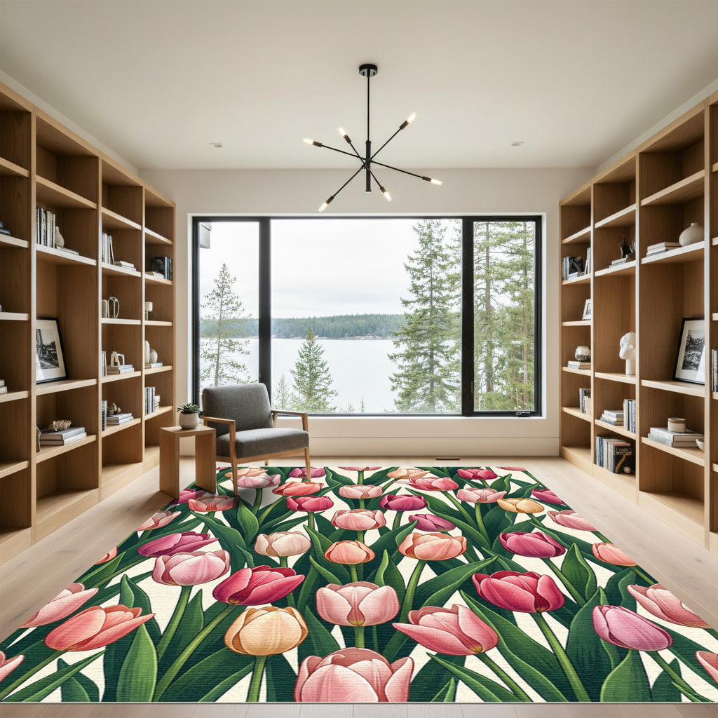 Pink Tulip Garden Blossom Rug