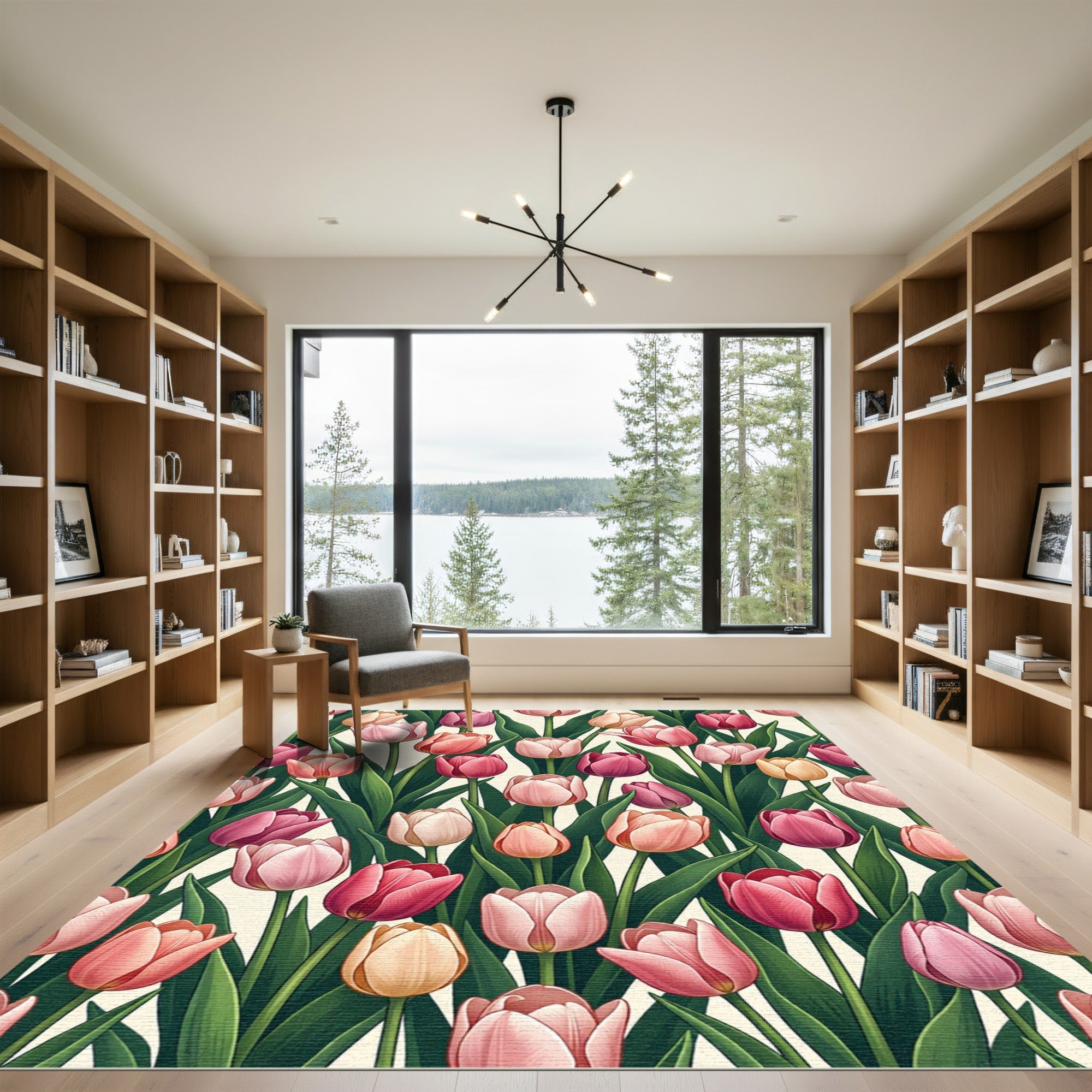Pink Tulip Garden Blossom Rug