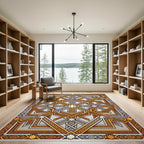 Golden Orange Geometric Arabesque Rug