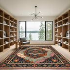 Vintage Burnt Orange Floral Medallion Rug