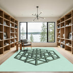 Green Geometric Illusion Cube Rug