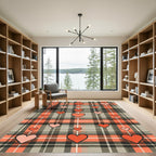 Coral Heart Plaid Tartan Check Rug