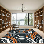 Modern Geometric Arched Gray Orange Rug