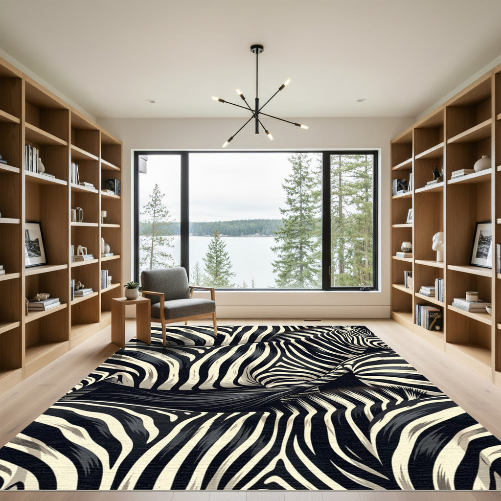 Monochromatic Zebra Stripe Arrangement Rug