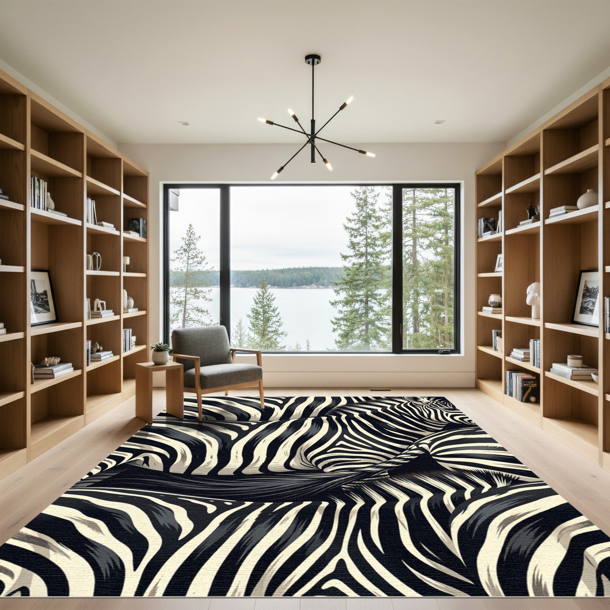 Monochromatic Zebra Stripe Arrangement Rug