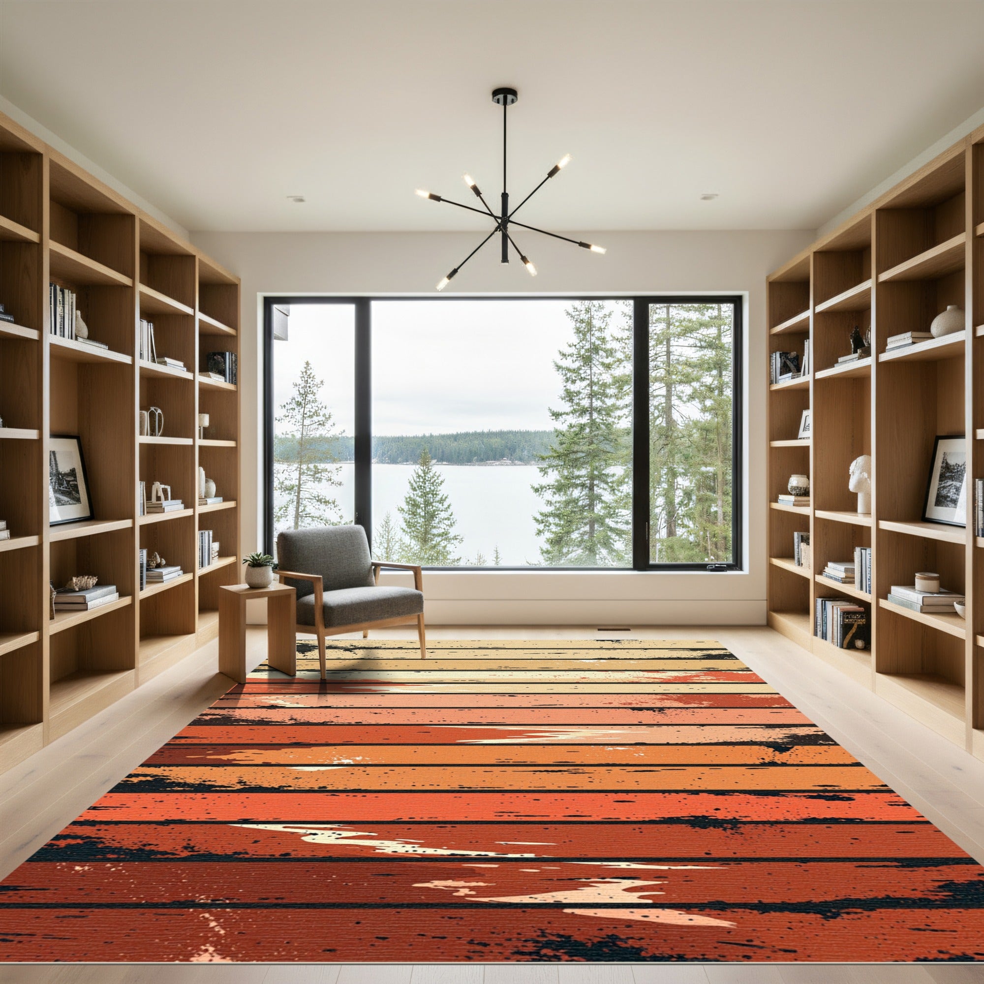 Sunset Gradient Distressed Coastal Horizon Rug