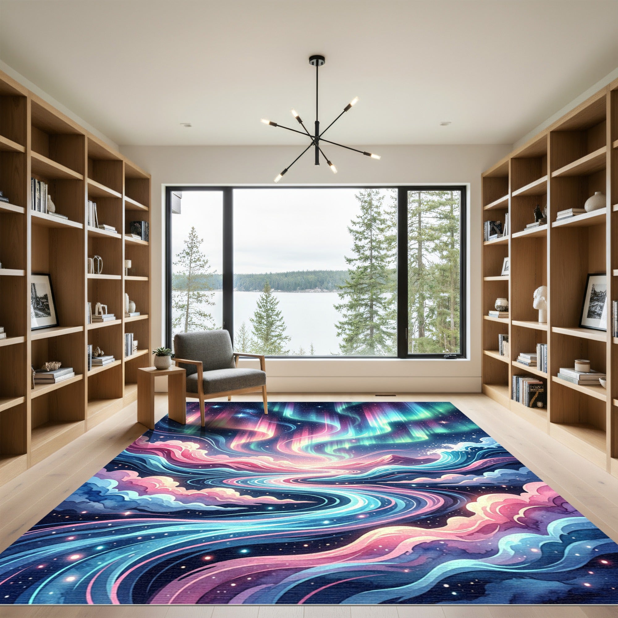 Luminous Aurora Celestial Wave Abstract Rug