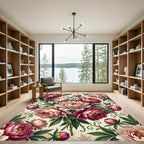 Floral Peony Bouquet in Blush Crimson Rug