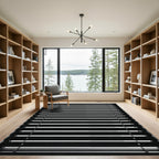 Modern Black Horizontal Line Blinds Rug
