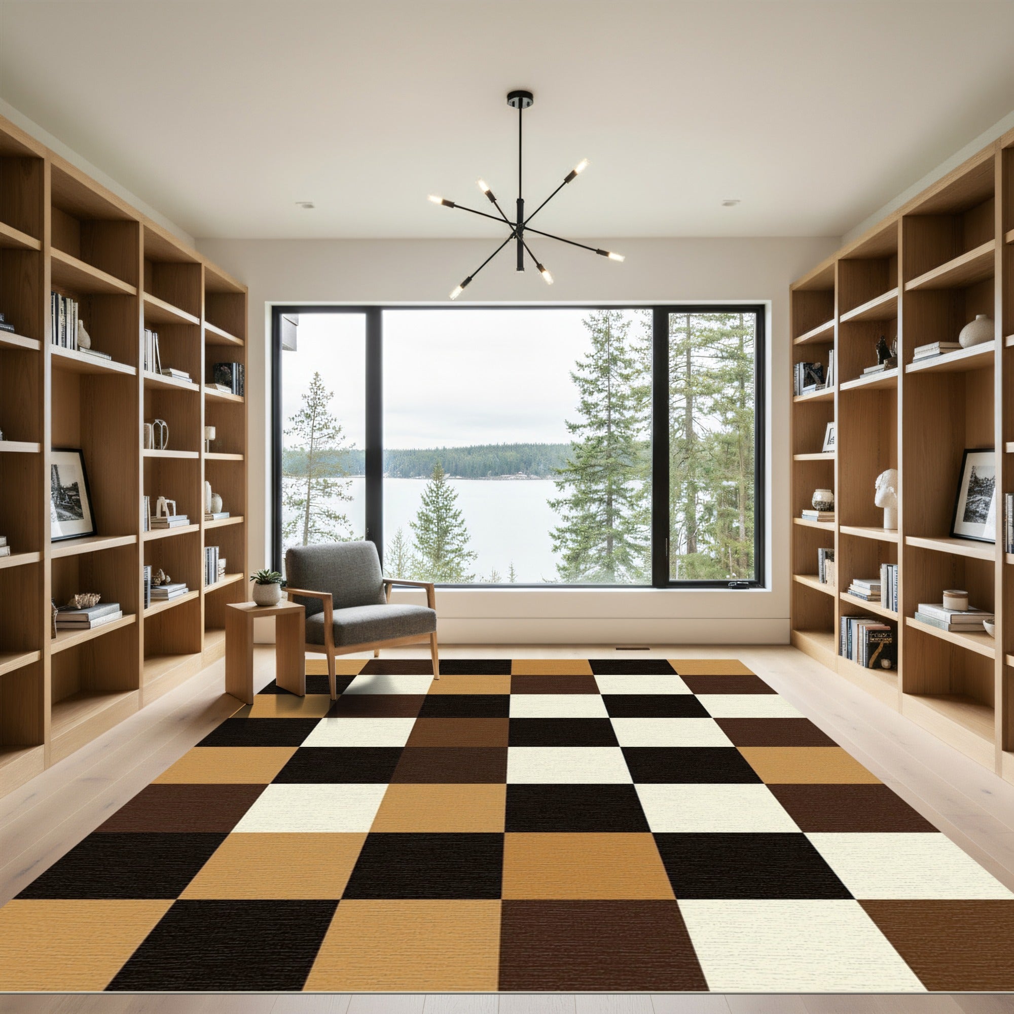 Earthy Toned Checkerboard Squares Rug