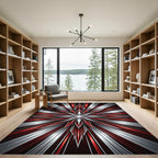 Bold Red Silver Starburst Radiance Rug