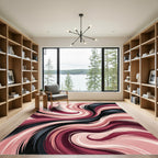 Abstract Blush and Midnight Swirl Area Rug