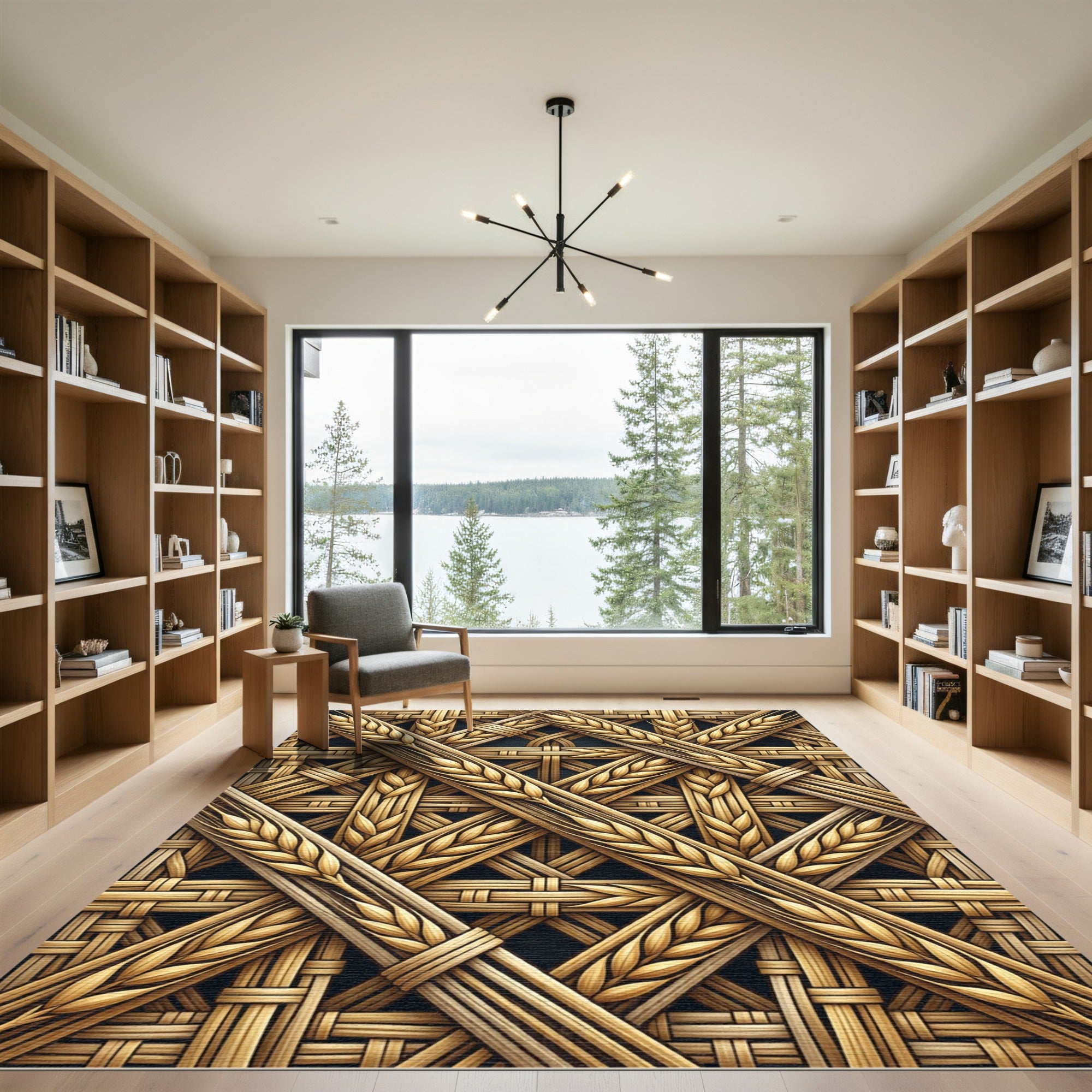 Golden Wheat Weave Diagonal Rug