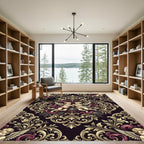 Gothic Cherub Baroque Damask Velvet Gold Rug