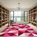 Modern Geometric Pink Triangle Mosaic Rug