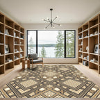 Neutral Geometric Interlocking Diamond Rug