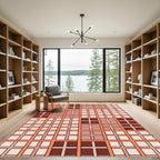 Modern Tonal Earthy Geometric Plaid Rug