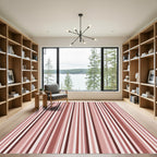 Salmon Pink Vertical Stripe Rug