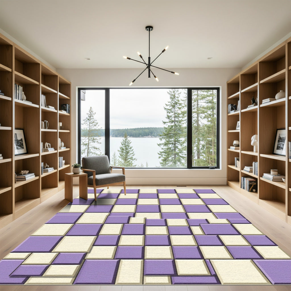 Checkerboard Lilac Tonal Tints Rug