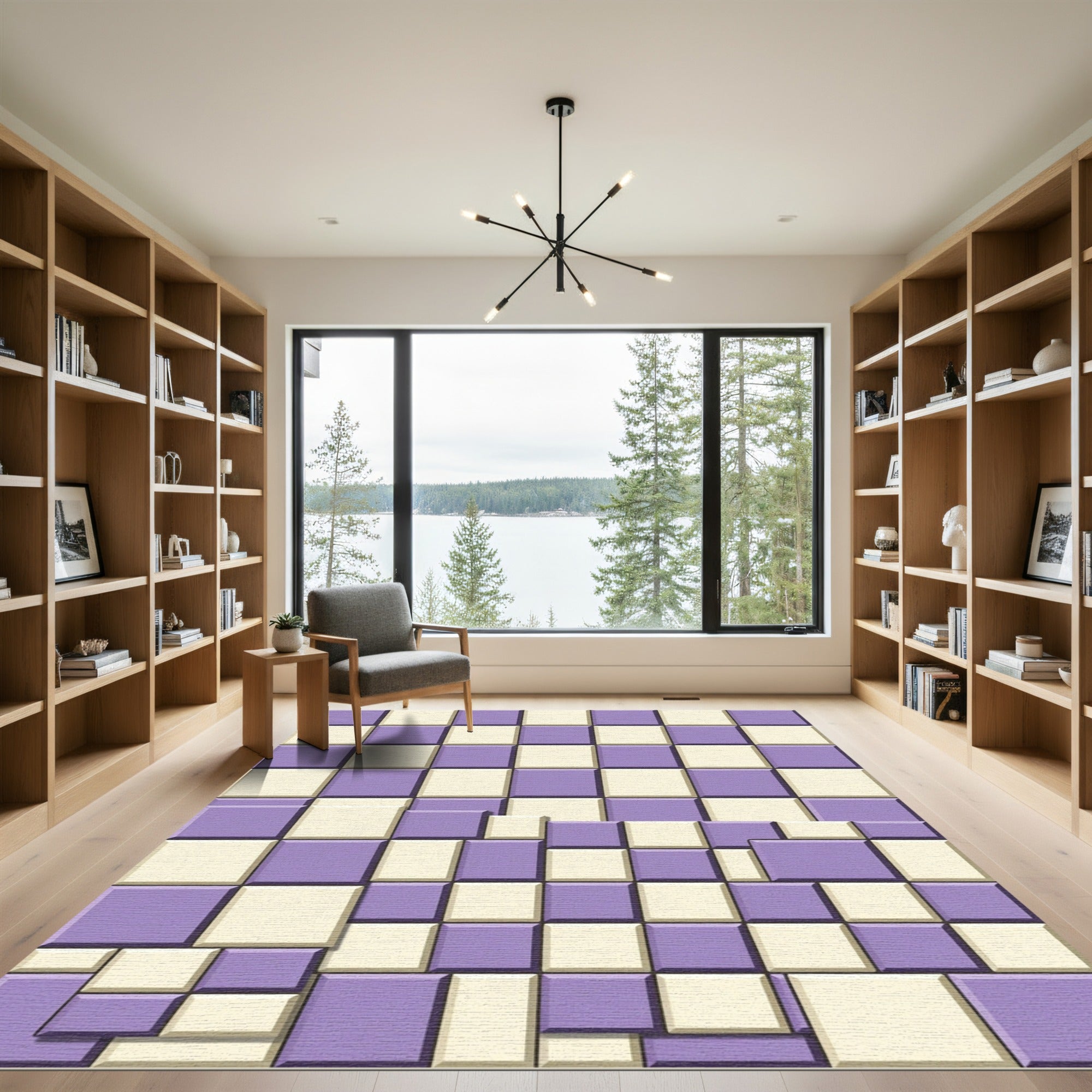 Checkerboard Lilac Tonal Tints Rug