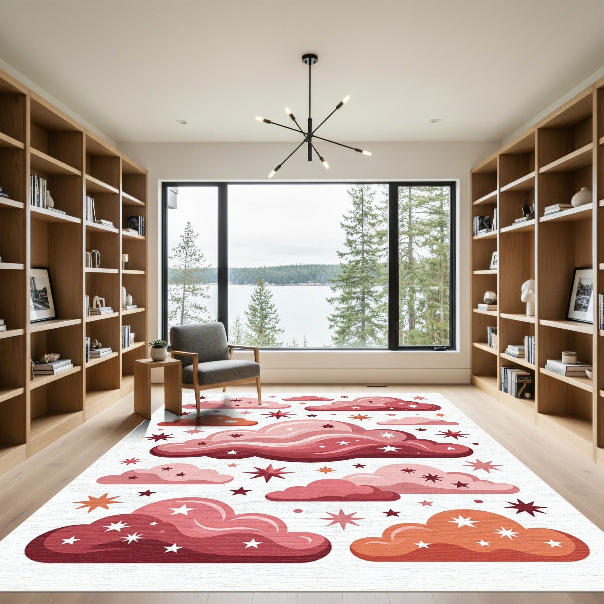 Whimsical Cosmic Clouds and Celestial Stars Rug