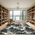 Serene Pagoda Garden Willow Trees Rug