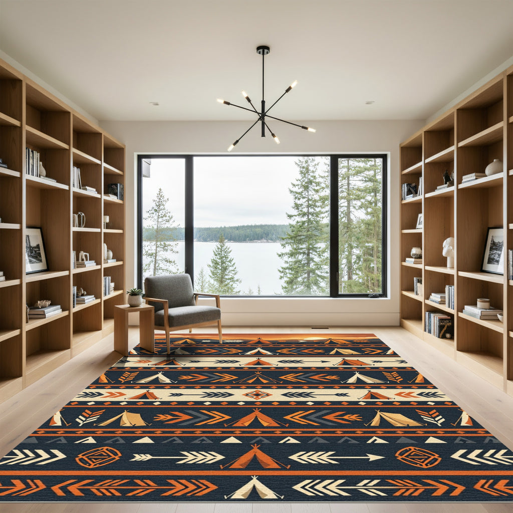 Earthy Sunset Teepee Arrow Geometric Rug