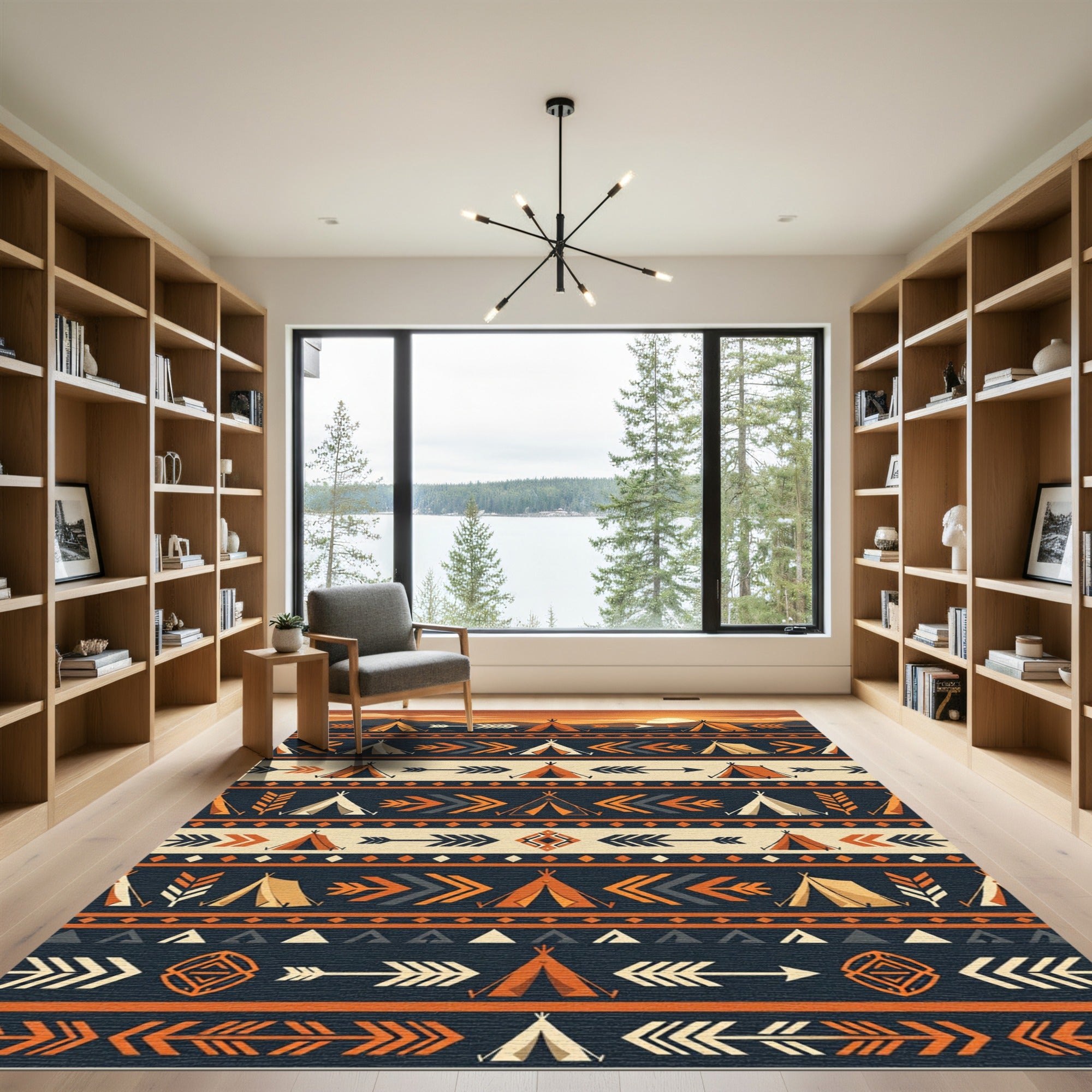 Earthy Sunset Teepee Arrow Geometric Rug