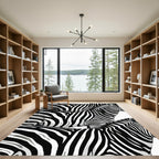 Black White Zebra Stripe Composition Rug