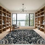 Monochromatic Floral Medallion Baroque Botanical Rug