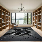 Monochrome Splatter Brush Stroke Rug