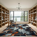 Industrial Distressed Charcoal and Rust Abstract Rug