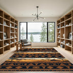 Earthy Orange African Landscape Geometric Tribal Rug