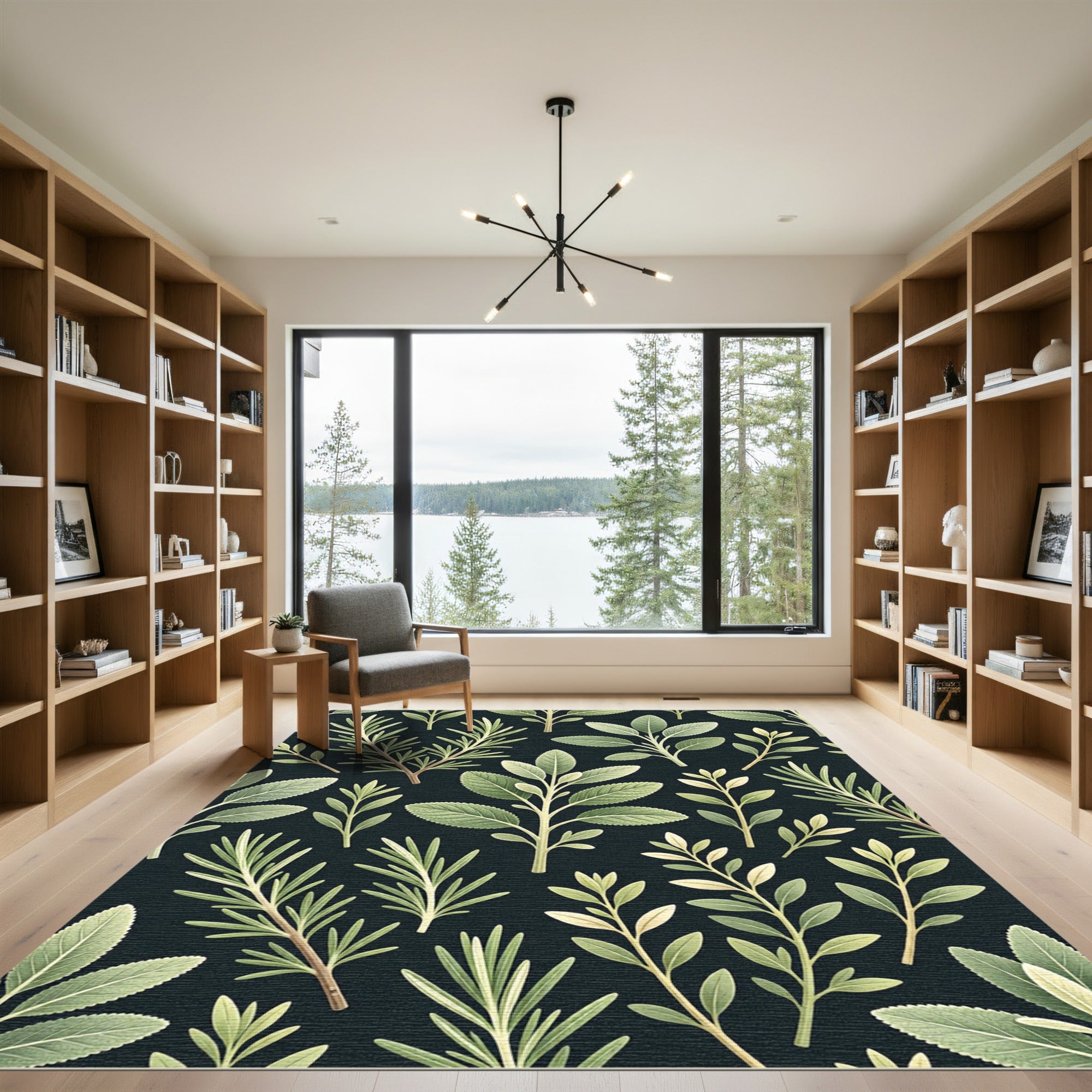 Lush Sage Herb Garden Illustration Rug