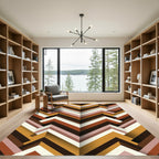 Warm Earthy Chevron Geometric Layers Rug