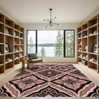 Sophisticated Black and Blush Damask Rug