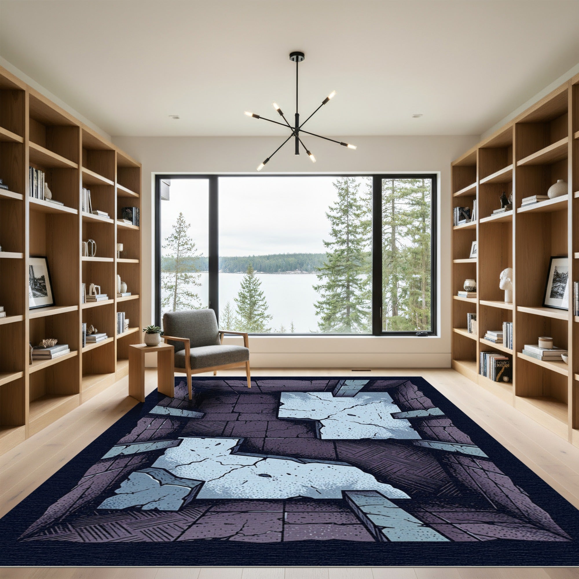 Ruinous Stone Dungeon Isometric View Rug