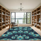 Emerald Peacock Feathers Art Deco Rug