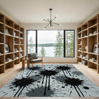 Monochromatic Abstract Black Ink Splatter Rug