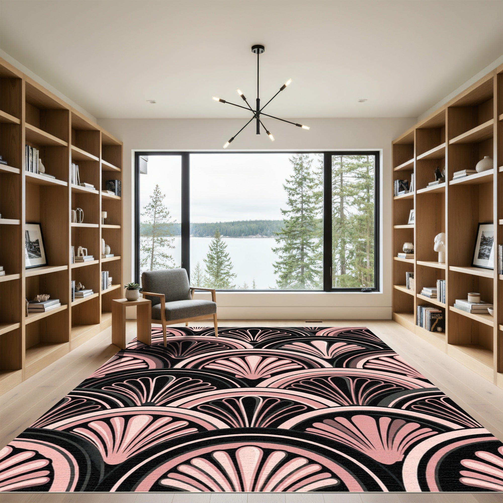 Art Deco Blush Pink Fan Shell Rug