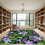 Purple Blue Purple Flower Garden Rug