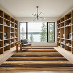 Earthy Rustic Wood Grain Stripes Rug