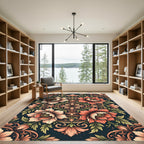 Earthy Coral Floral Medallion Composition Rug