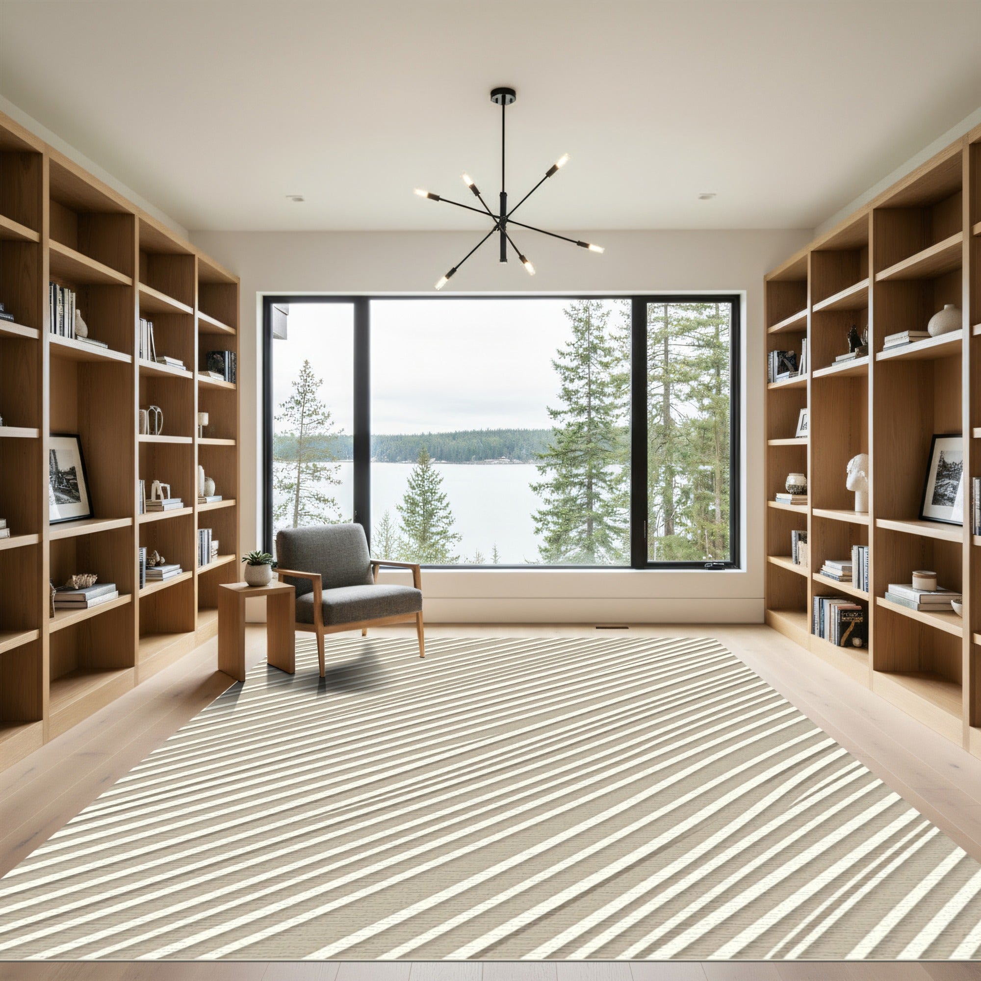 Beige Subtle Diagonal Stripe Rug
