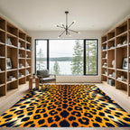 Bold Golden Leopard Spotted Animal Skin Rug