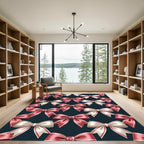 Elegant Pink and Cream Ribbon Bows Rug