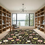 Pink Yellow White Floral Field Meadow Rug