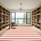 Coral White Stripe Rug