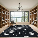Celestial Moon Phases Starry Night Rug